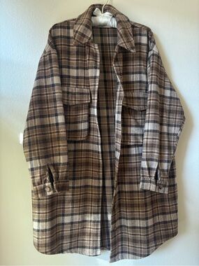 Daphnea Paris Plaid Brown Overshirt Jacket